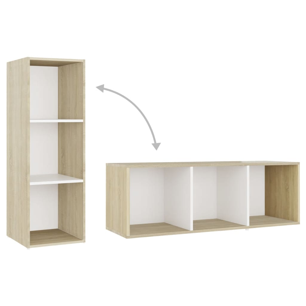 Ensemble de meubles TV 3 pièces en bois de chêne Sonoma blanc