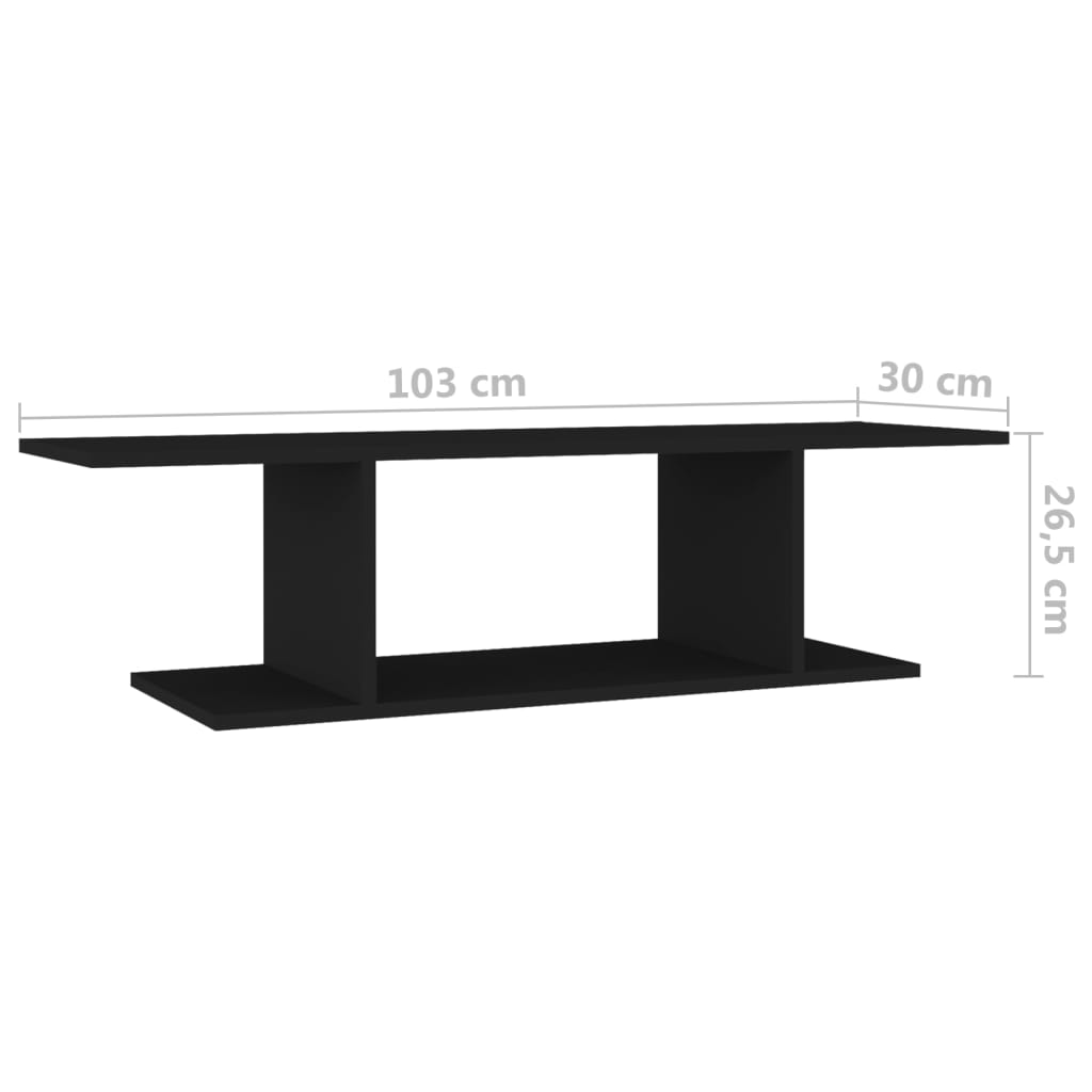 Meuble TV mural noir 103x30x26,5 cm