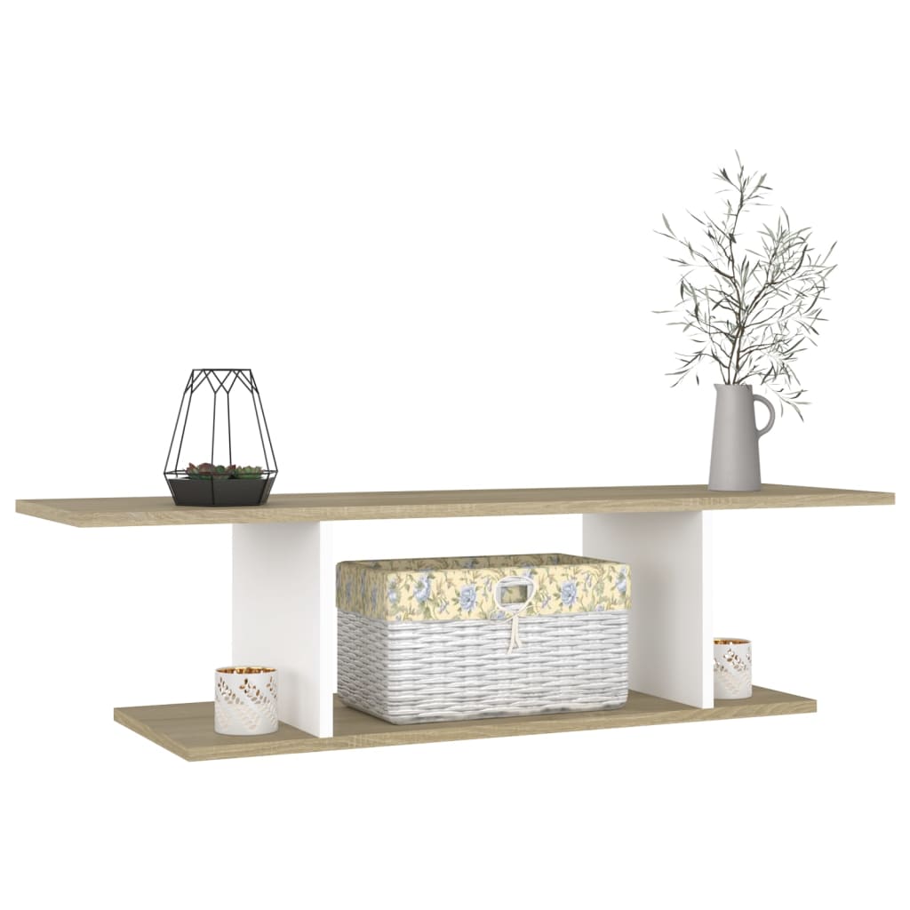 TV-Wandschrank Weiß Sonoma-Eiche 103x30x26,5 cm