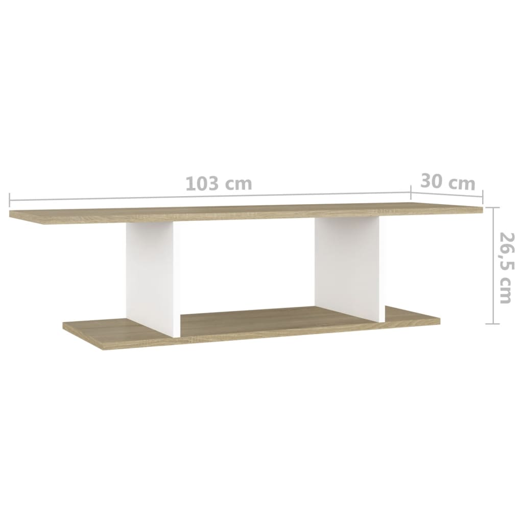 TV-Wandschrank Weiß Sonoma-Eiche 103x30x26,5 cm