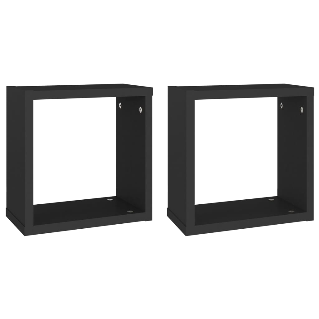 Cube Shelves 2 pcs. Black 30x15x30 cm