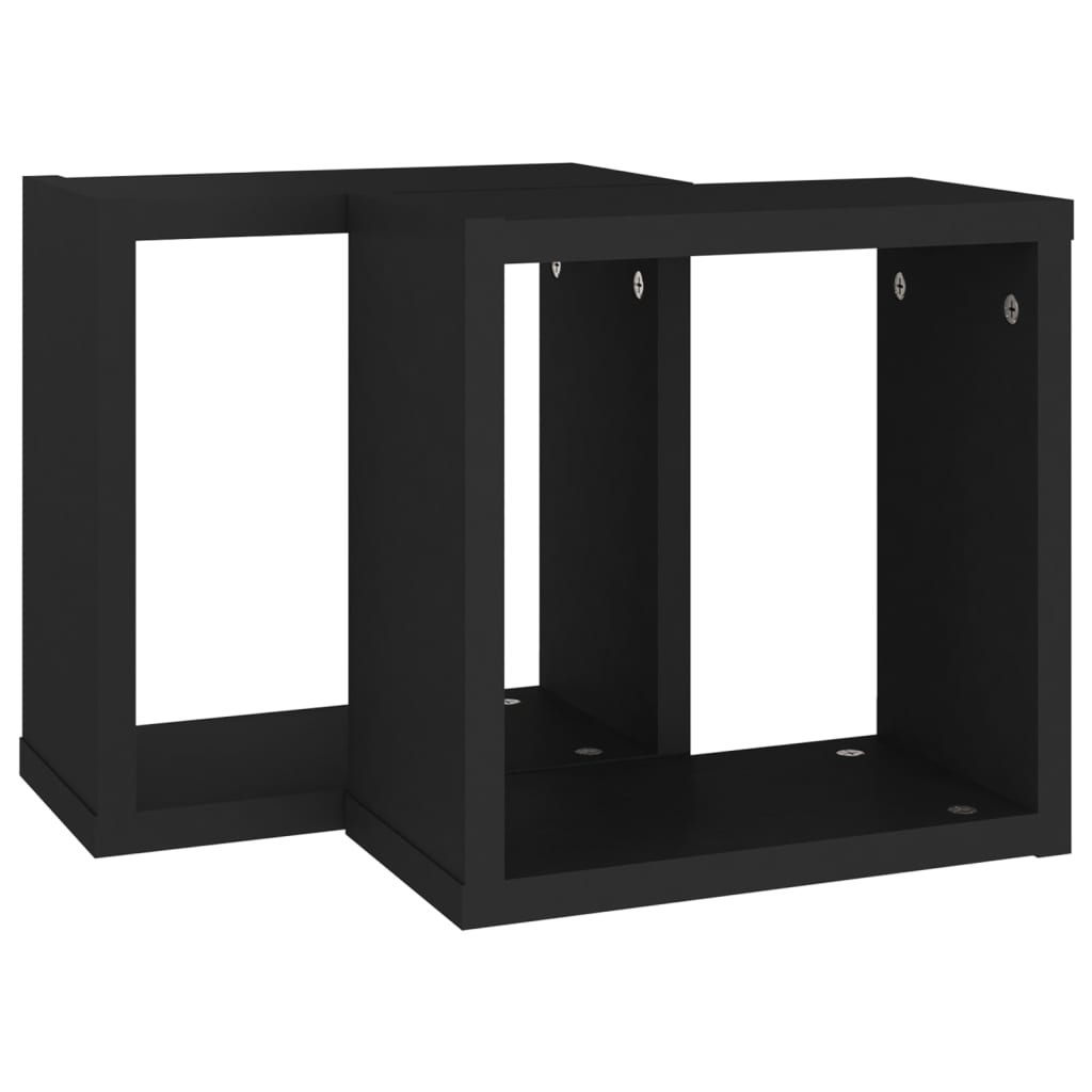 Cube Shelves 2 pcs. Black 30x15x30 cm