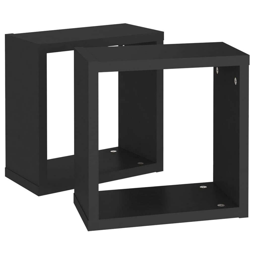 Cube Shelves 2 pcs. Black 30x15x30 cm