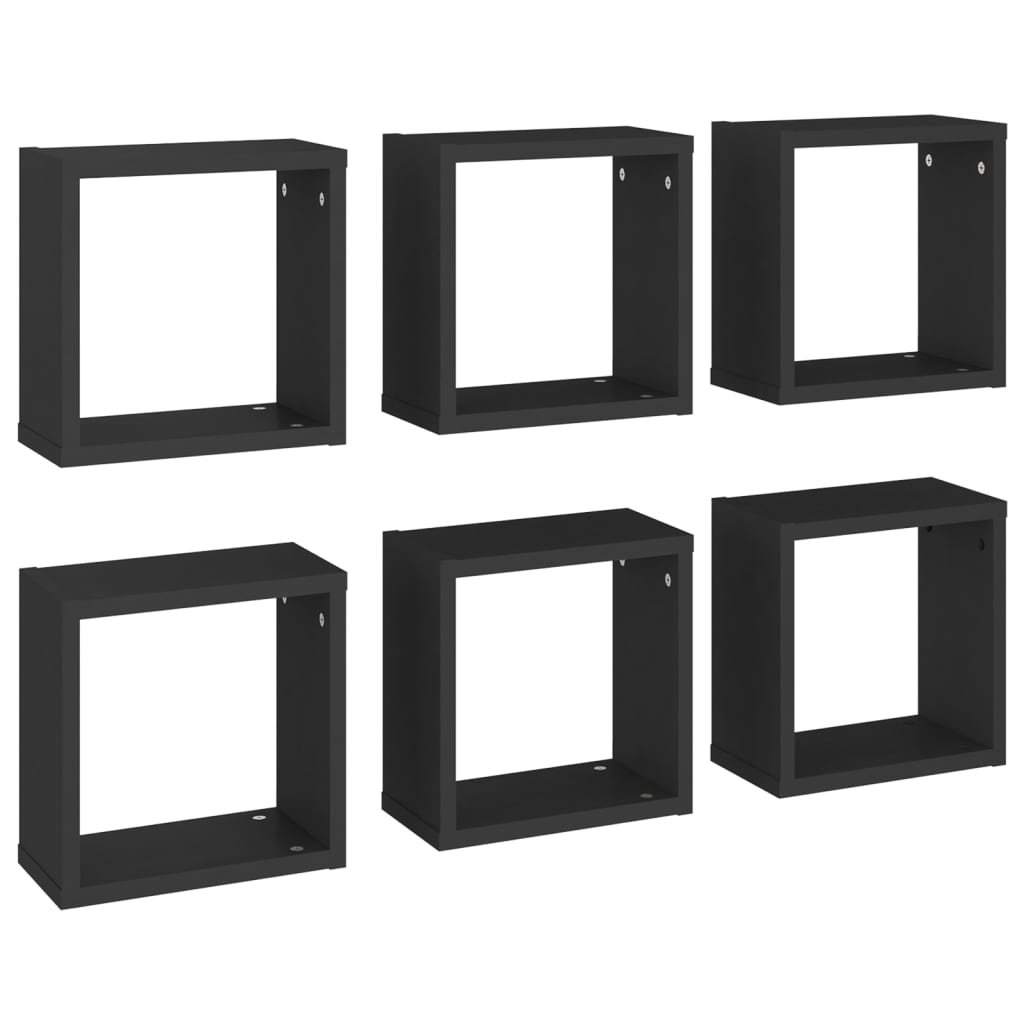 Cube Shelves 6 pcs. Black 30x15x30 cm