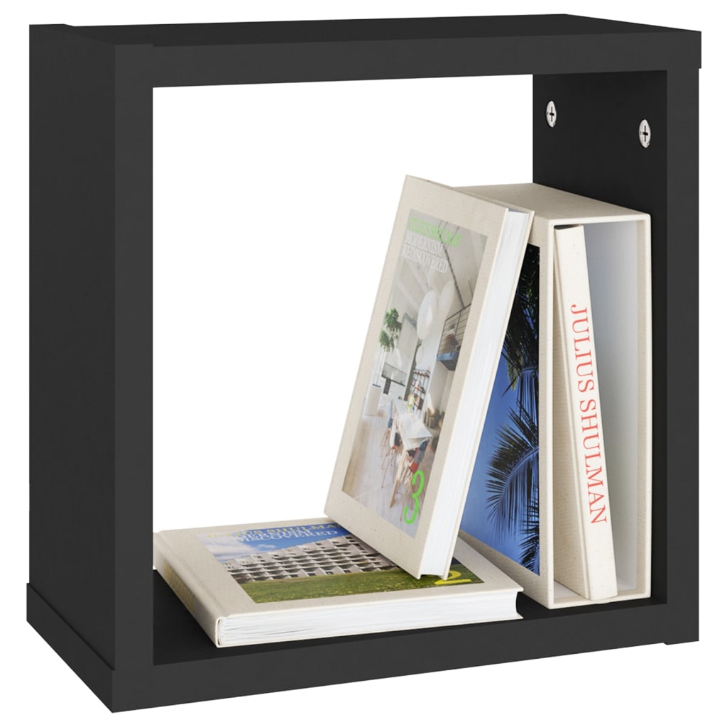 Cube Shelves 6 pcs. Black 30x15x30 cm