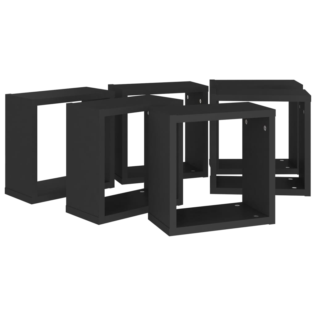 Cube Shelves 6 pcs. Black 30x15x30 cm