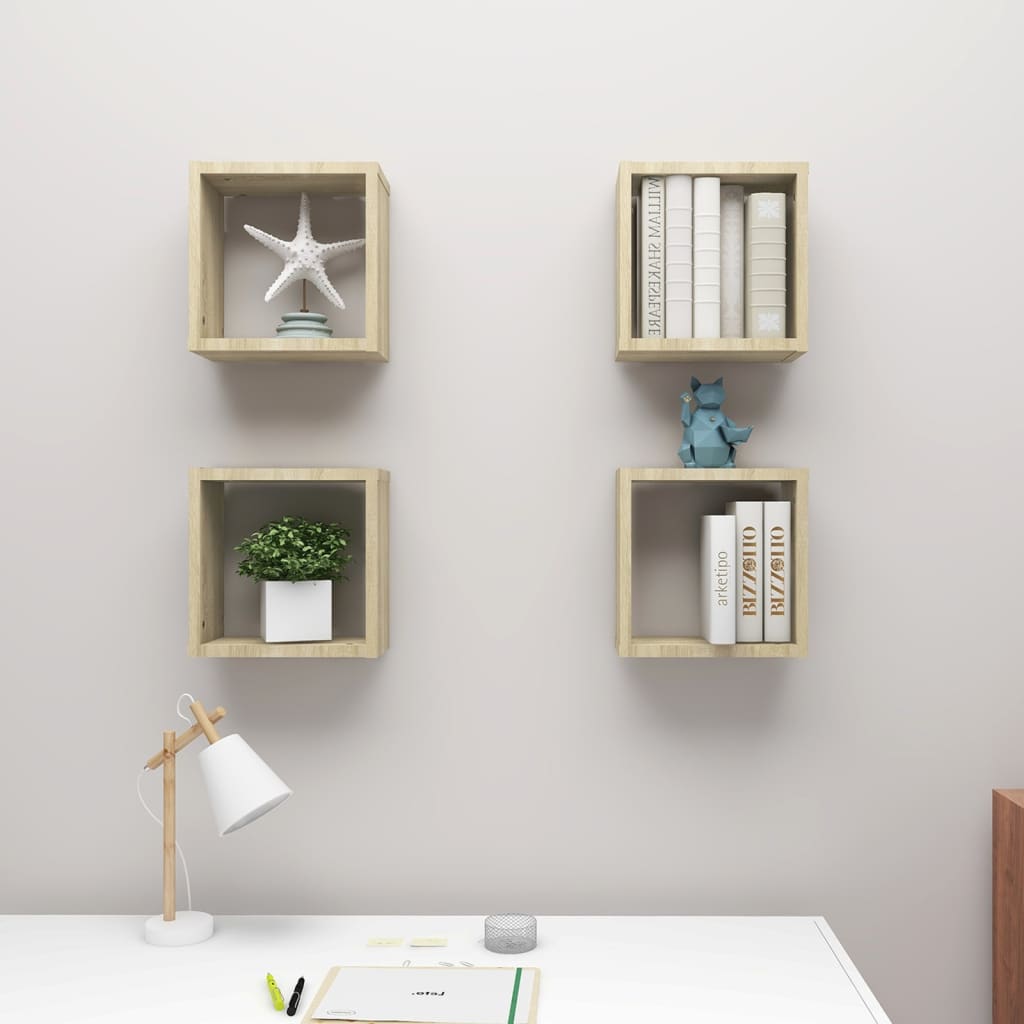 Cube shelves 4 pcs. Sonoma oak 30x15x30 cm