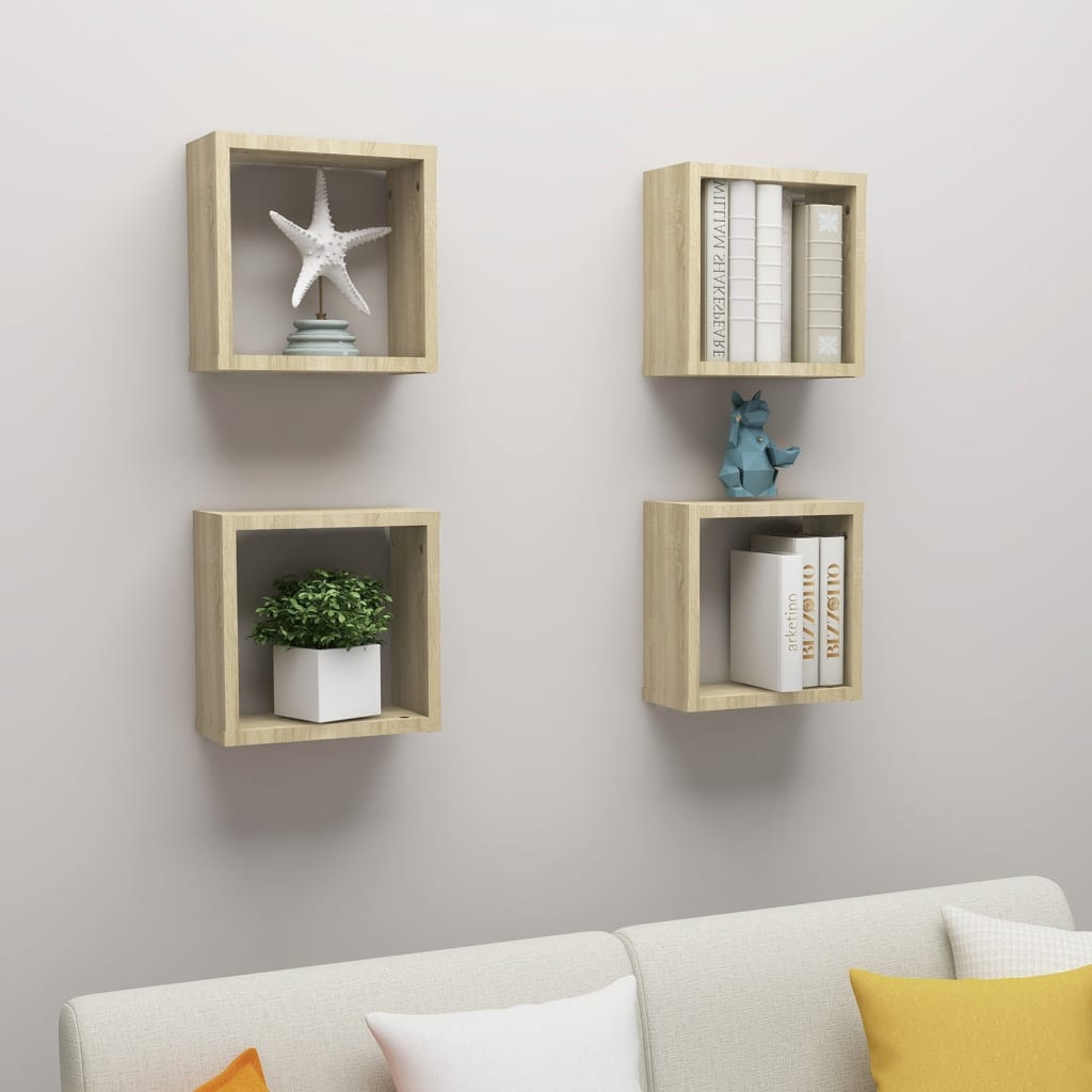 Cube shelves 4 pcs. Sonoma oak 30x15x30 cm