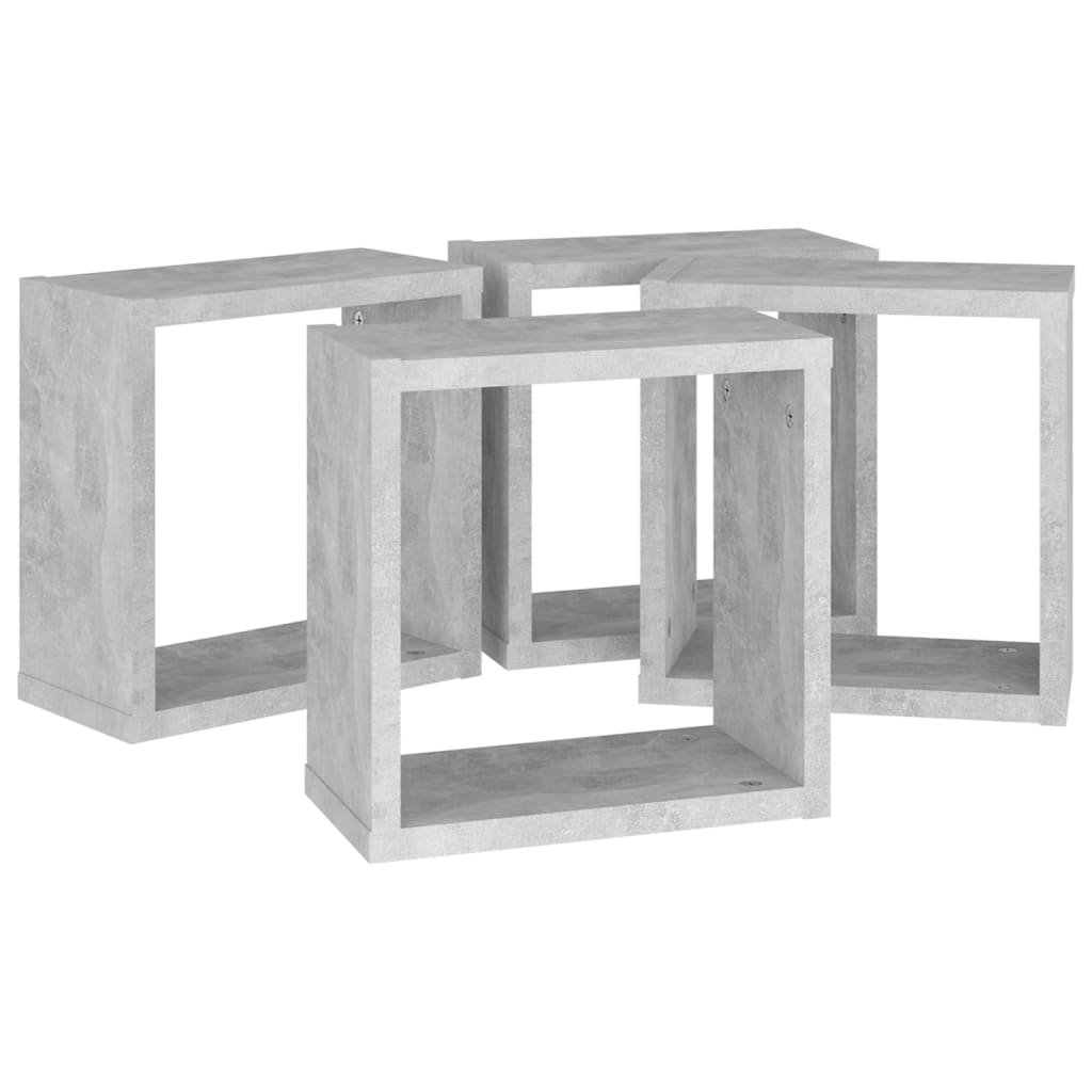 Cube shelves 4 pcs. Concrete grey 30x15x30 cm