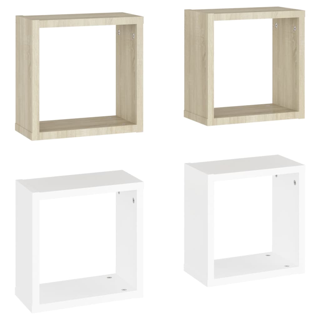 Cube shelves 4 pcs. White and Sonoma oak 30x15x30 cm