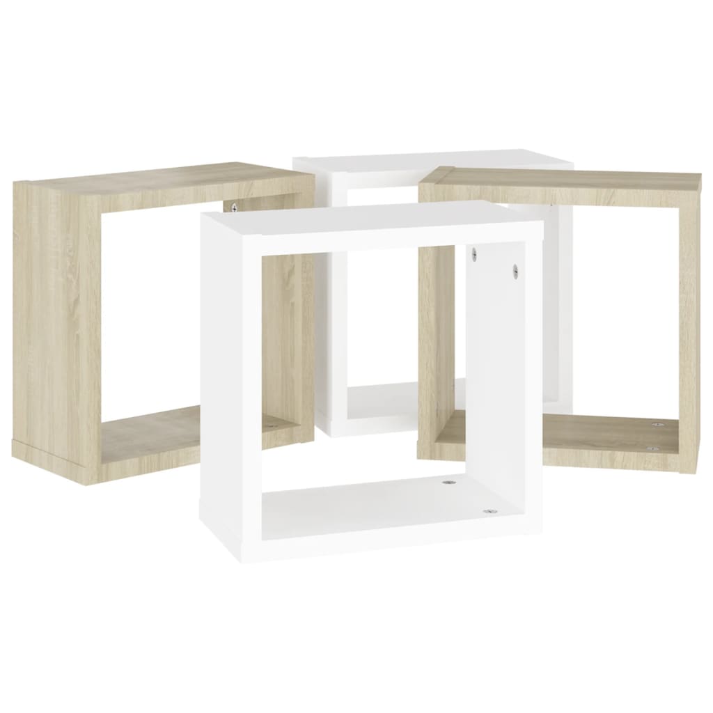 Cube shelves 4 pcs. White and Sonoma oak 30x15x30 cm