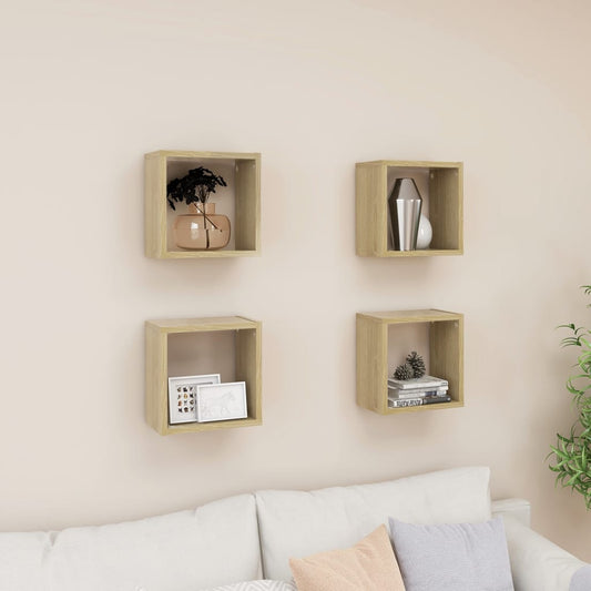 Étagères cubiques, lot de 4, chêne Sonoma, 26 x 15 x 26 cm