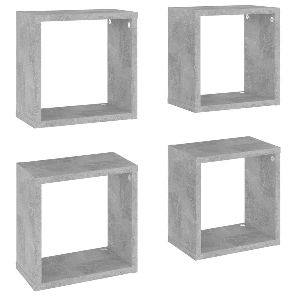 Cube shelves 4 pcs. Concrete grey 26x15x26 cm