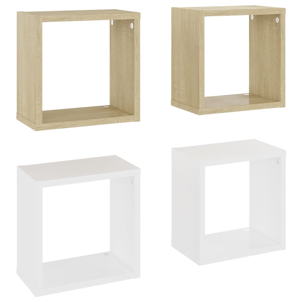 Cube shelves 4 pcs. White and Sonoma oak 26x15x26 cm