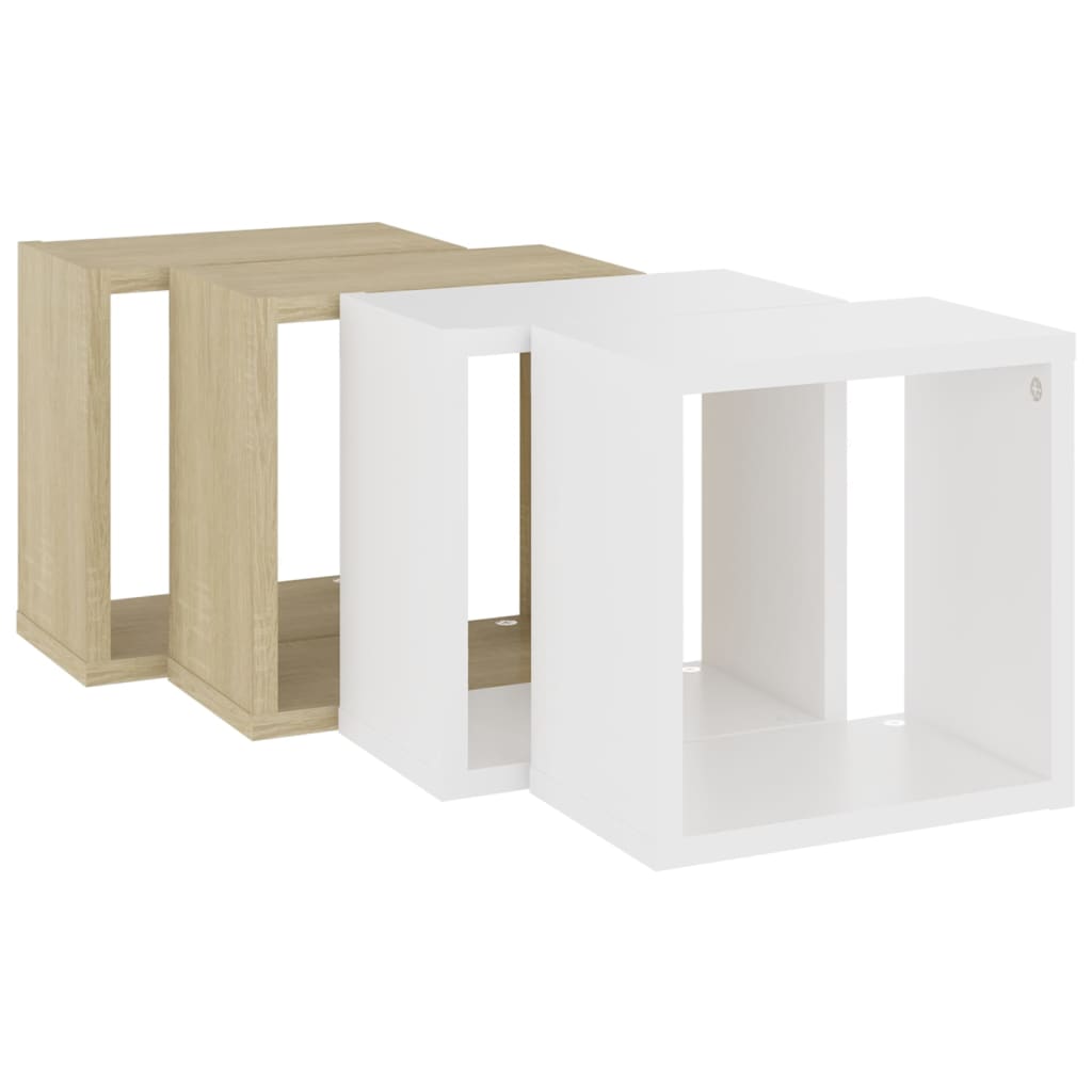 Cube shelves 4 pcs. White and Sonoma oak 26x15x26 cm