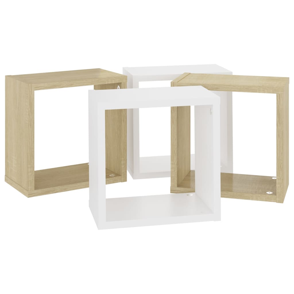 Cube shelves 4 pcs. White and Sonoma oak 26x15x26 cm