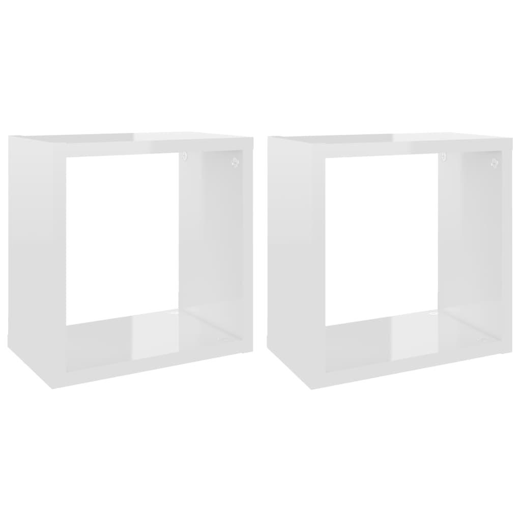 Cube shelves 2 pcs. High-gloss white 26x15x26 cm