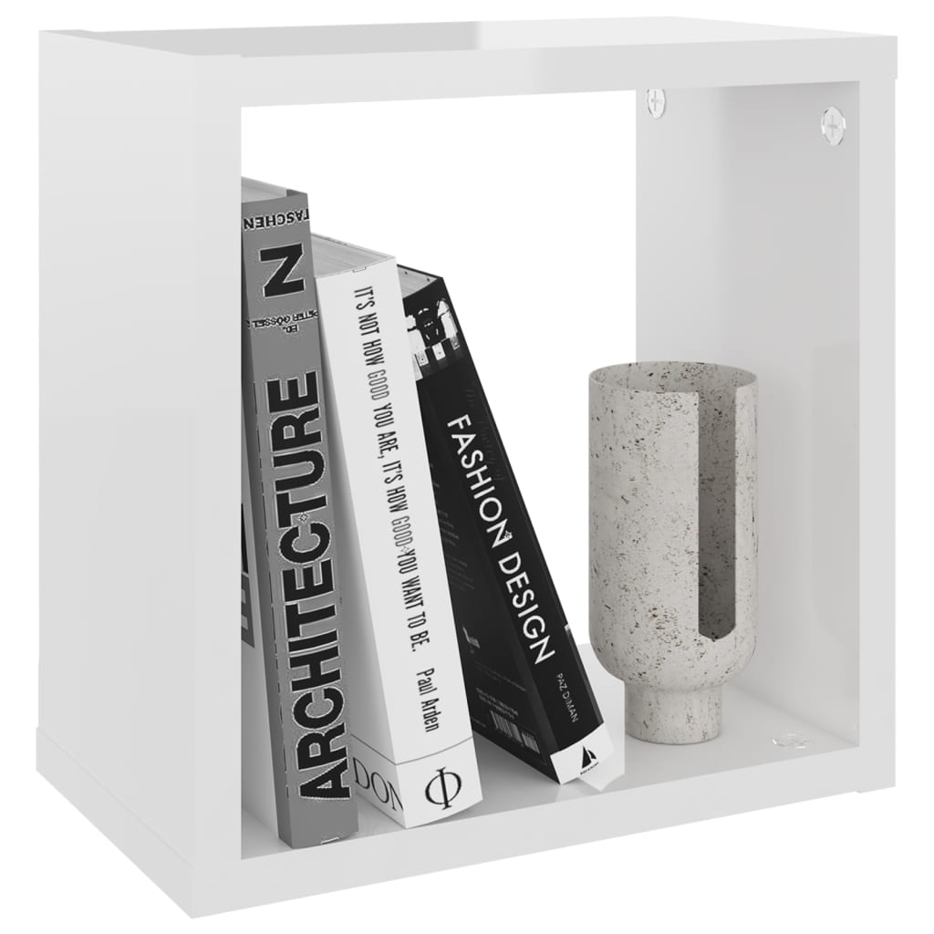 Cube shelves 2 pcs. High-gloss white 26x15x26 cm