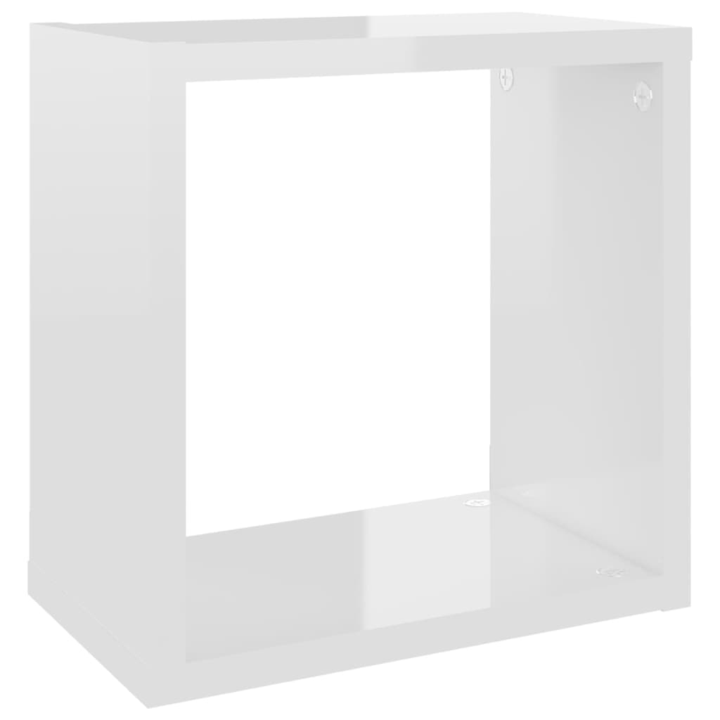 Cube shelves 2 pcs. High-gloss white 26x15x26 cm