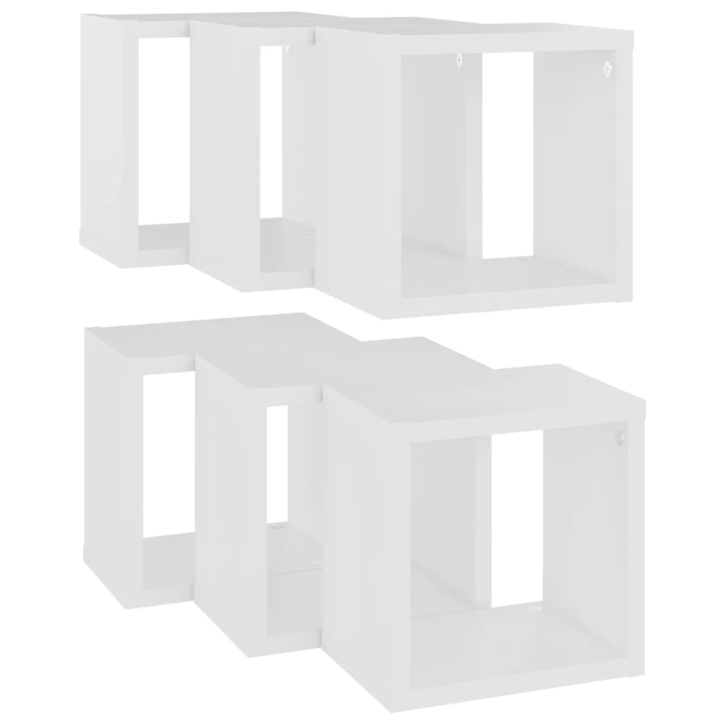 Étagères cubiques, lot de 6, blanc, 22 x 15 x 22 cm