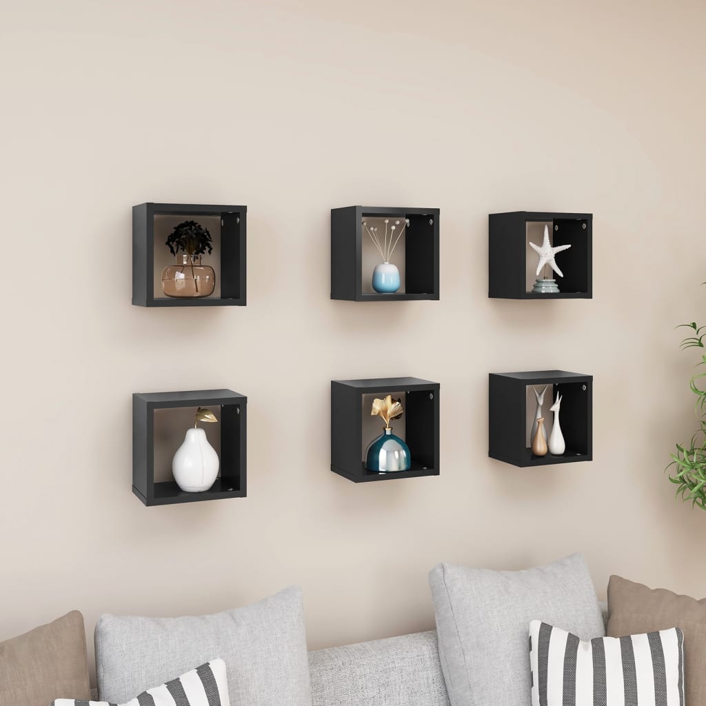 Étagères cubiques 6 pcs Gris 22x15x22 cm