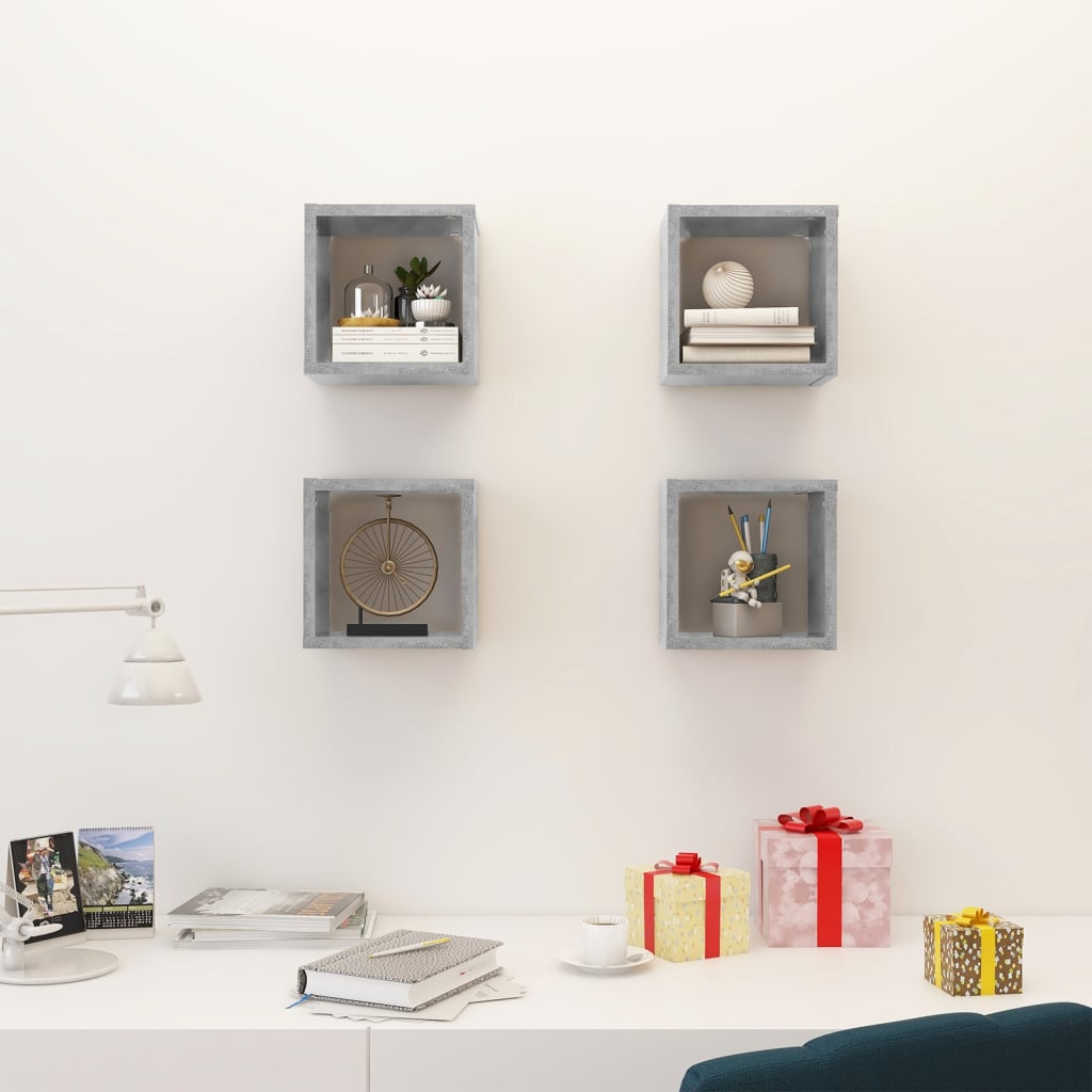 Cube shelves 4 pcs. Concrete grey 22x15x22 cm