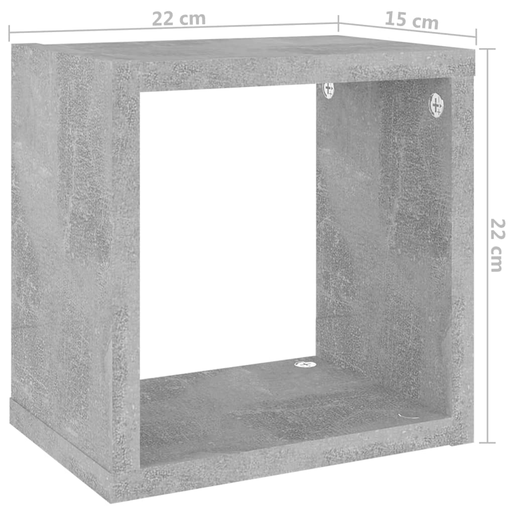 Cube shelves 4 pcs. Concrete grey 22x15x22 cm