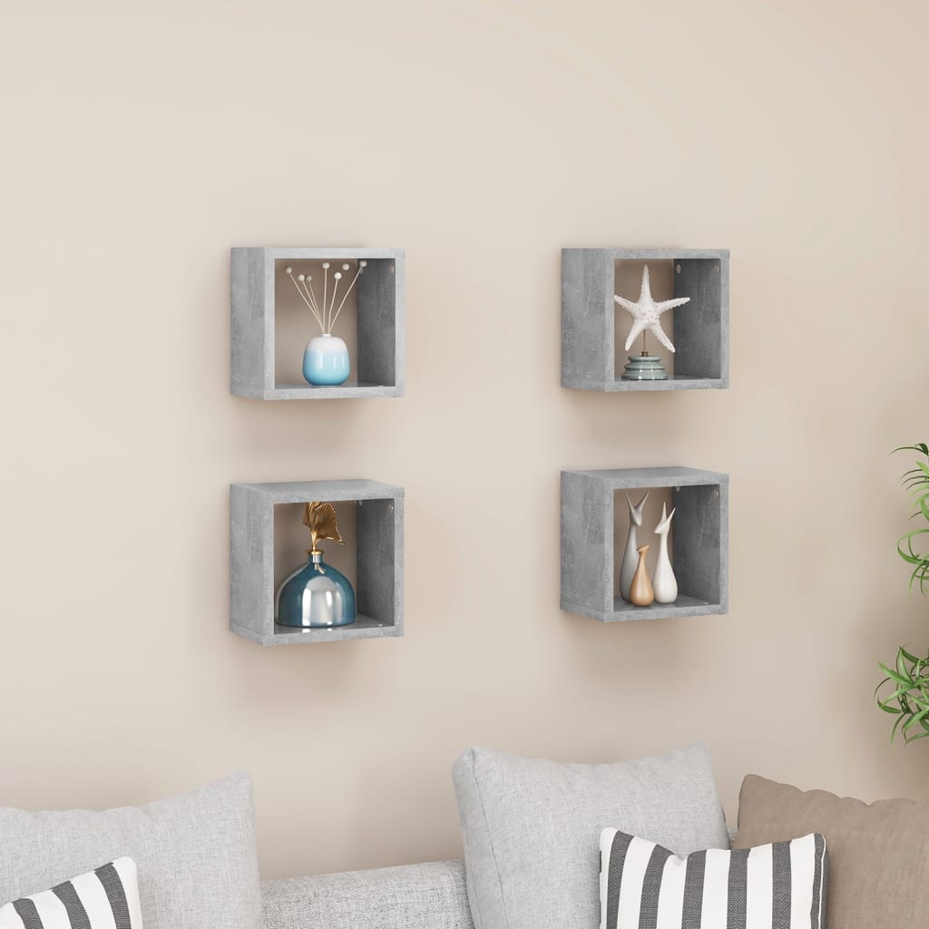 Cube shelves 4 pcs. Concrete grey 22x15x22 cm