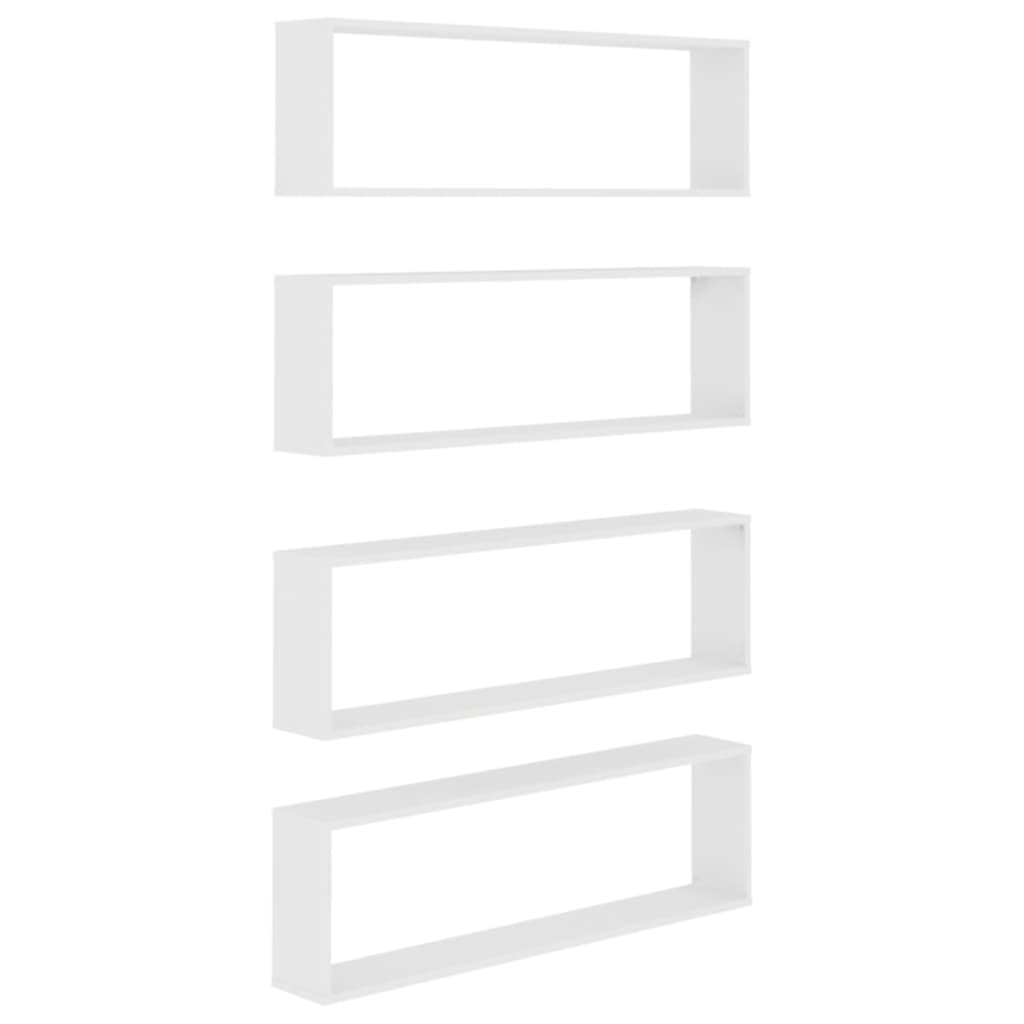Cube shelves 4 pcs. White 100x15x30 cm wood material