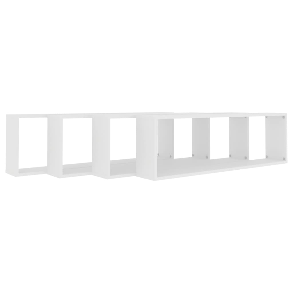 Cube shelves 4 pcs. White 100x15x30 cm wood material