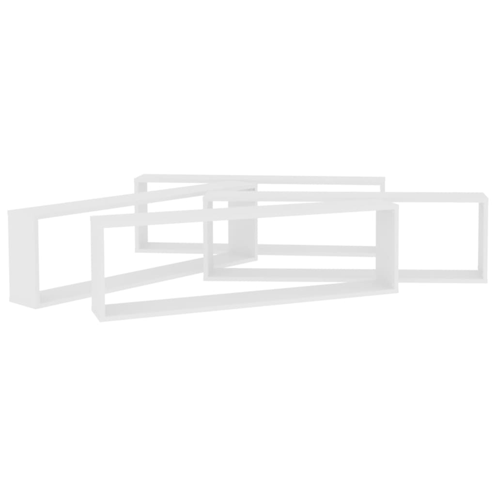 Cube shelves 4 pcs. White 100x15x30 cm wood material