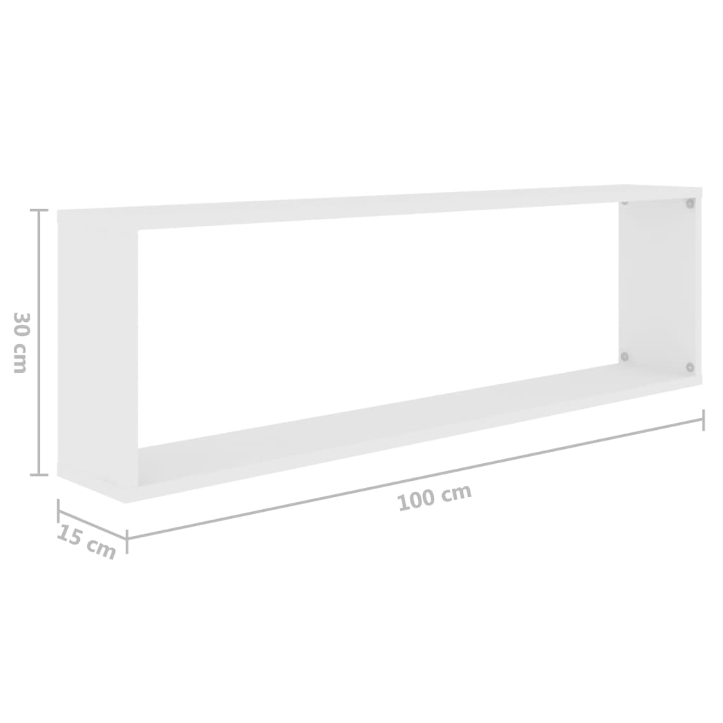 Cube shelves 4 pcs. White 100x15x30 cm wood material