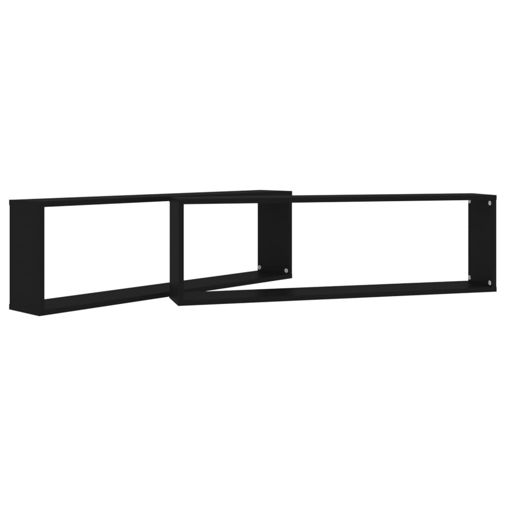 Cube shelves 2 pcs. Black 100x15x30 cm wood material