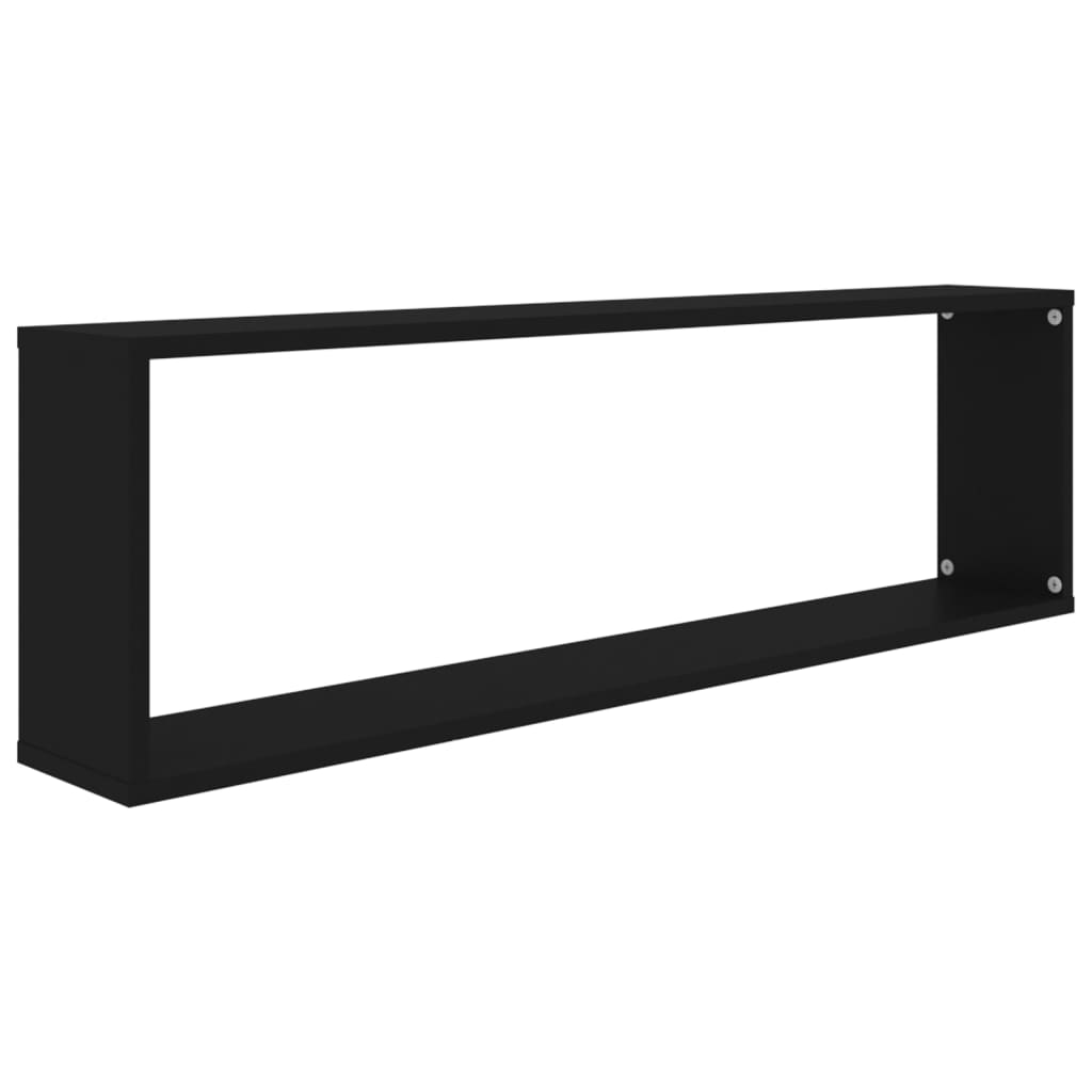 Cube shelves 2 pcs. Black 100x15x30 cm wood material