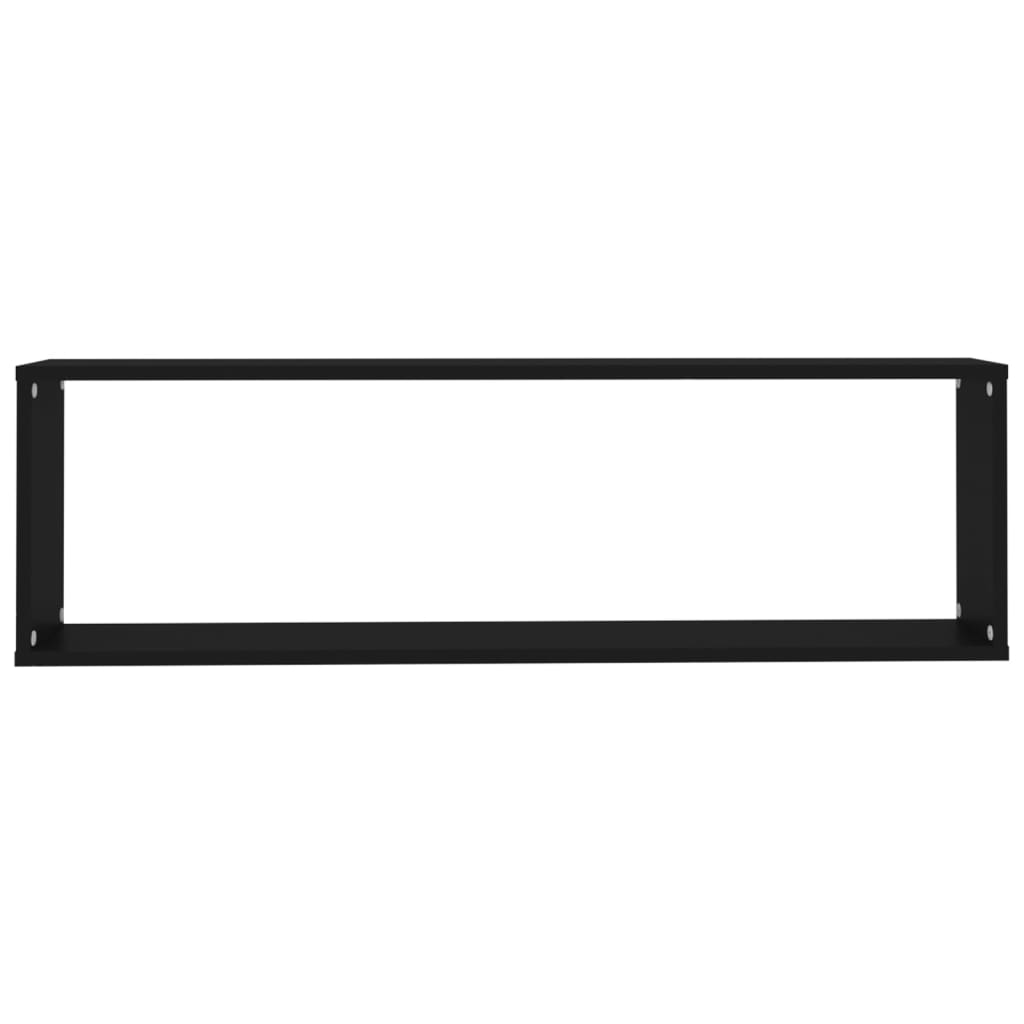 Cube shelves 2 pcs. Black 100x15x30 cm wood material