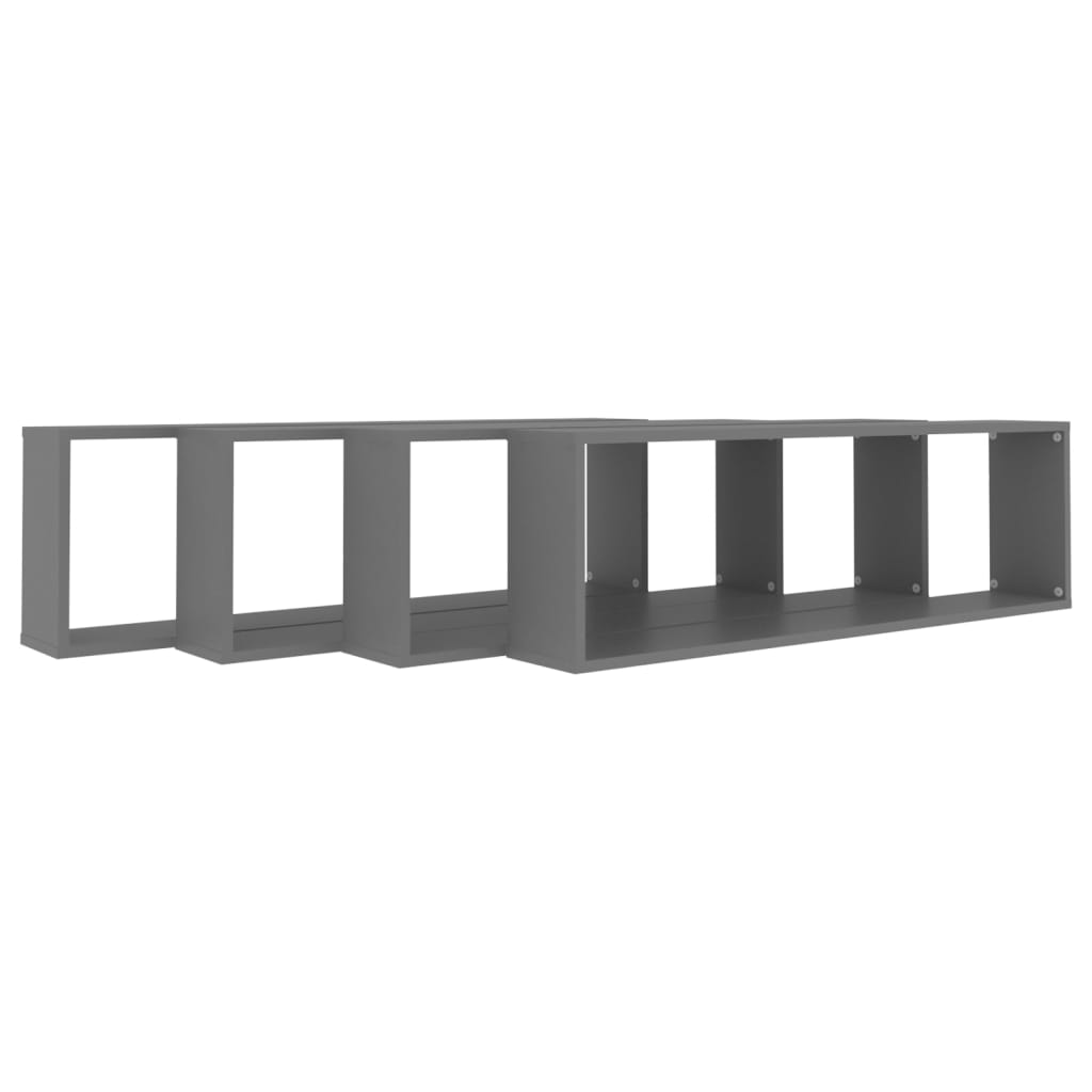 Würfelregale 4 Stk. Grau 100x15x30 cm Holzwerkstoff