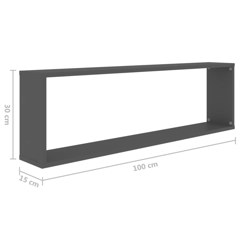 Étagères cubiques, lot de 6, gris, 100 x 15 x 30 cm, en bois
