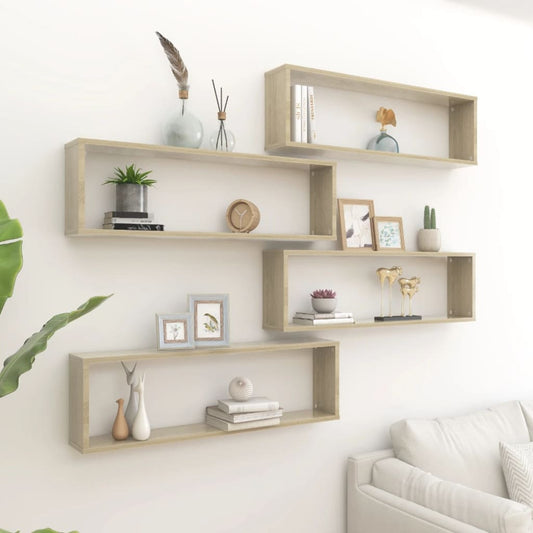 Étagères cubiques 4 pcs. Chêne Sonoma 100x15x30 cm matériau bois