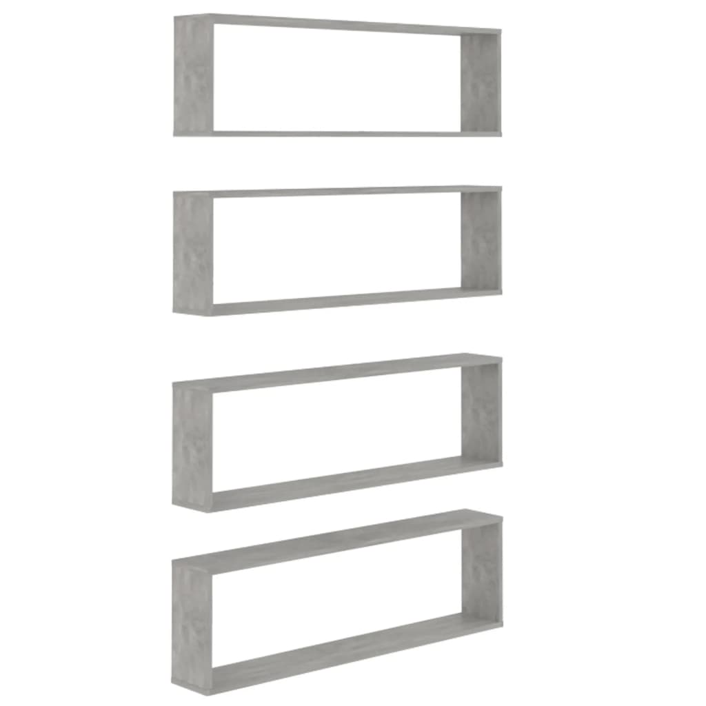Cube shelves 4 pcs. Concrete grey 100x15x30 cm wood material