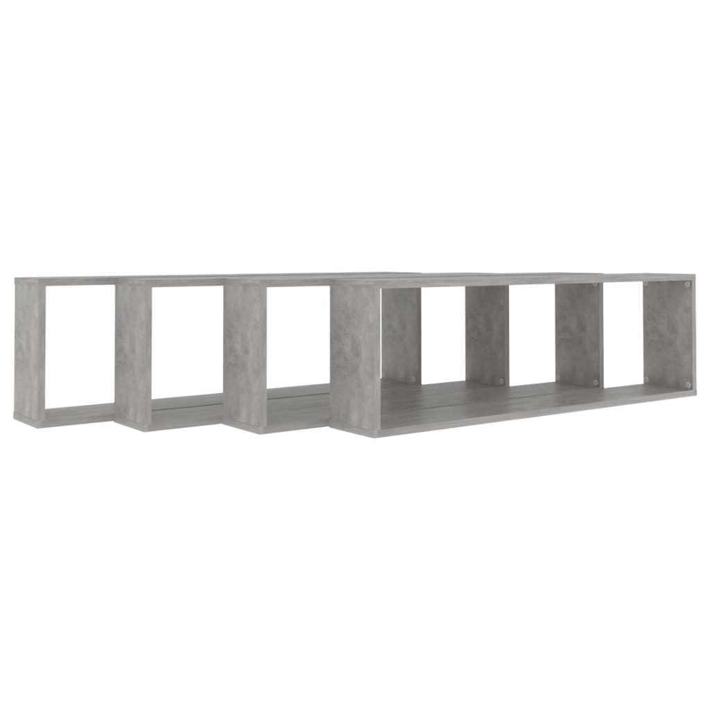 Cube shelves 4 pcs. Concrete grey 100x15x30 cm wood material