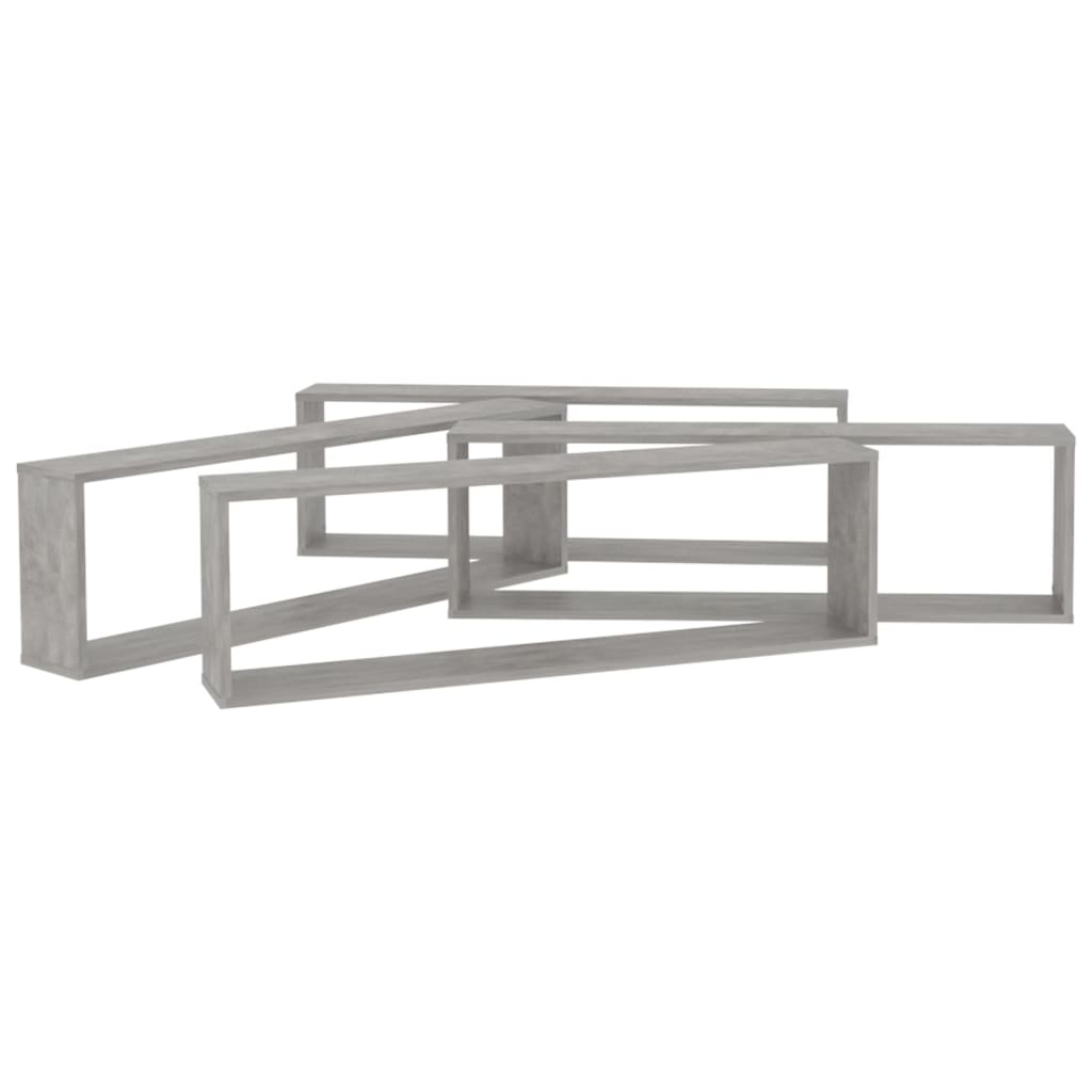 Cube shelves 4 pcs. Concrete grey 100x15x30 cm wood material