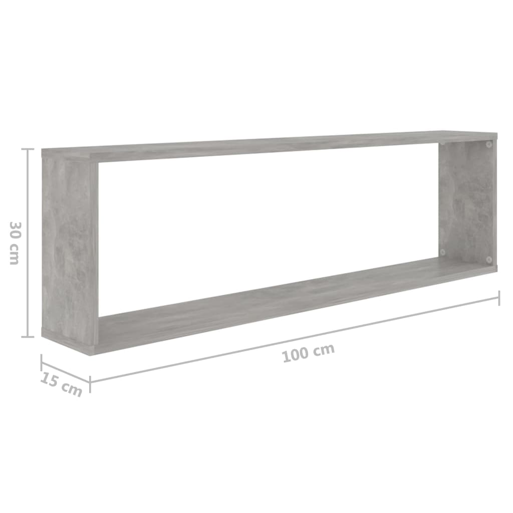 Cube shelves 4 pcs. Concrete grey 100x15x30 cm wood material
