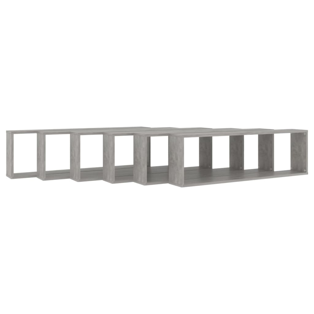 Étagères cubiques, lot de 6, gris béton, 100 x 15 x 30 cm, en bois
