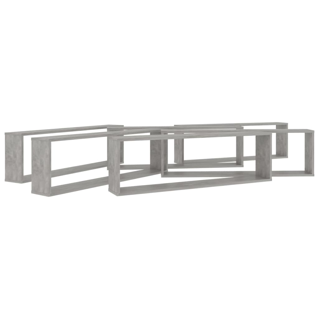 Étagères cubiques, lot de 6, gris béton, 100 x 15 x 30 cm, en bois