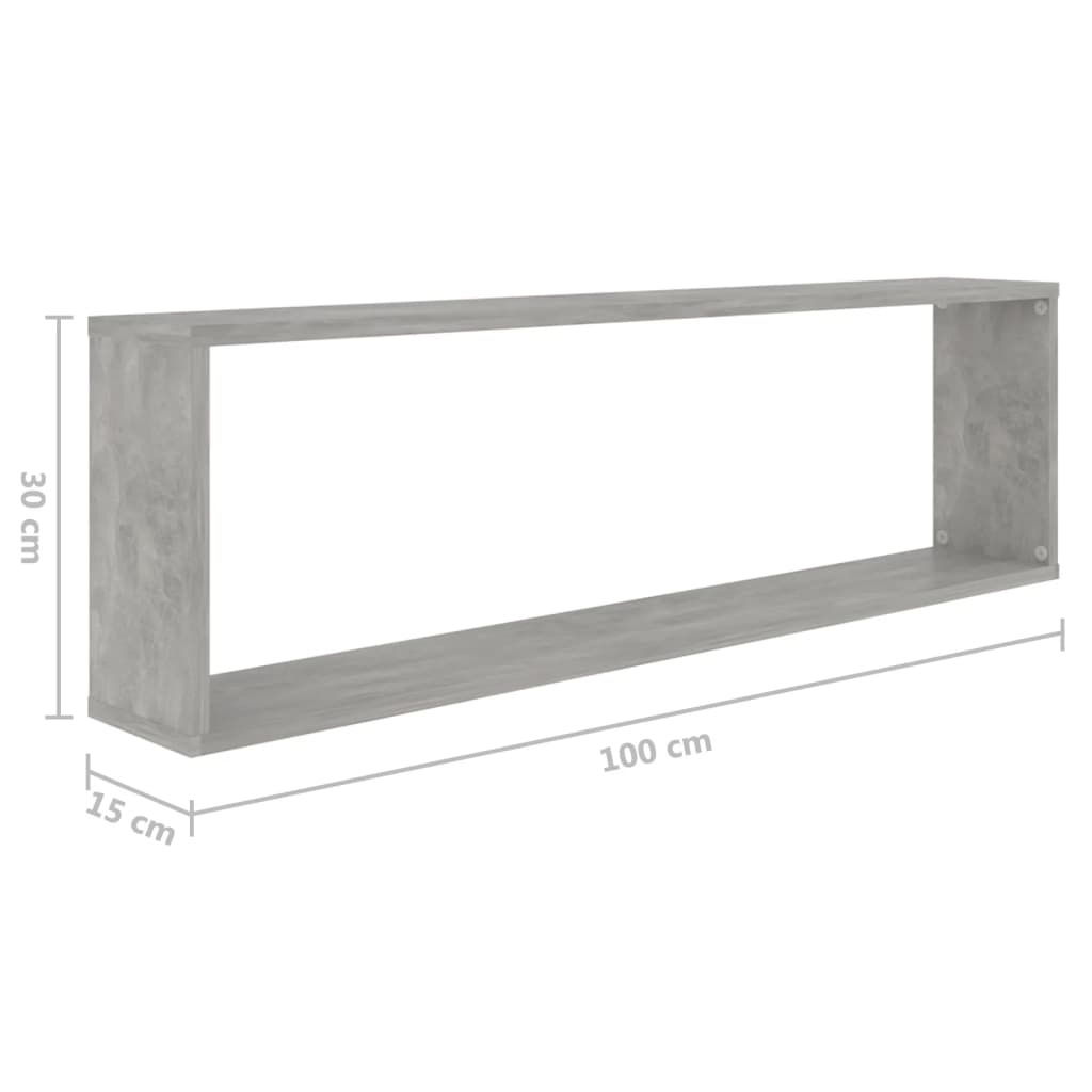 Étagères cubiques, lot de 6, gris béton, 100 x 15 x 30 cm, en bois