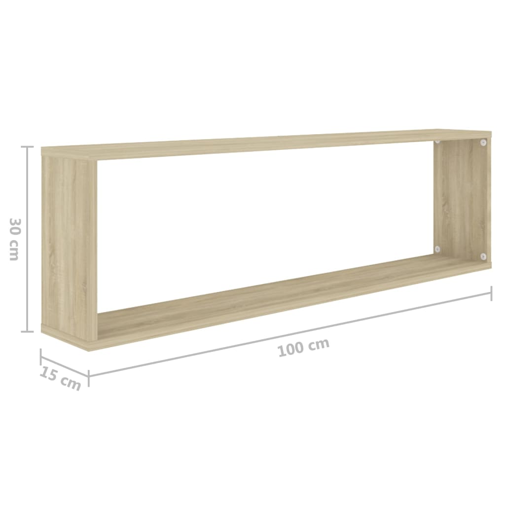 Würfelregale 6 Stk. Weiß Sonoma-Eiche 100x15x30cm Holzwerkstoff