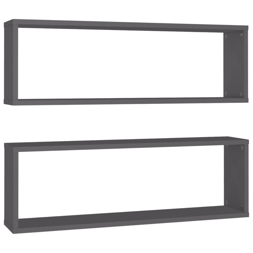Cube shelves 2 pcs. Grey 80x15x26.5 cm wood-based material