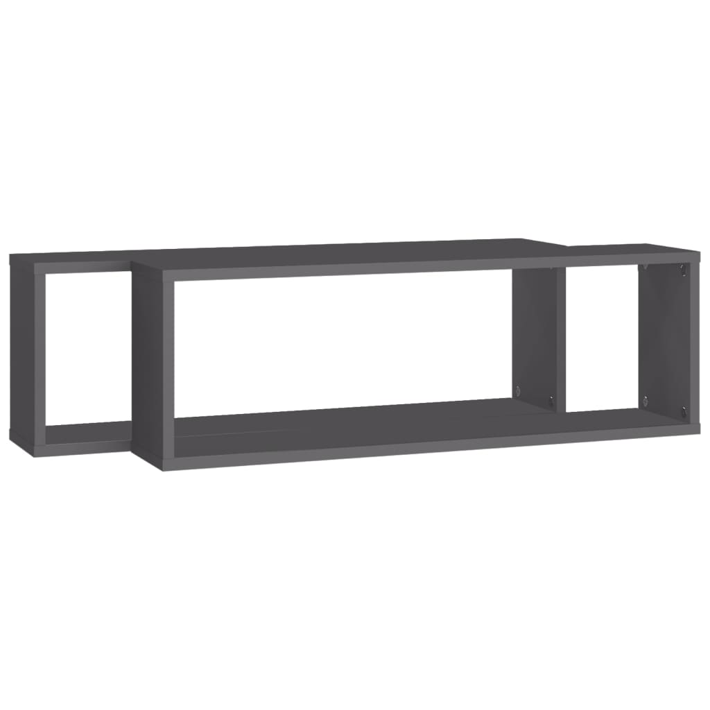 Cube shelves 2 pcs. Grey 80x15x26.5 cm wood-based material