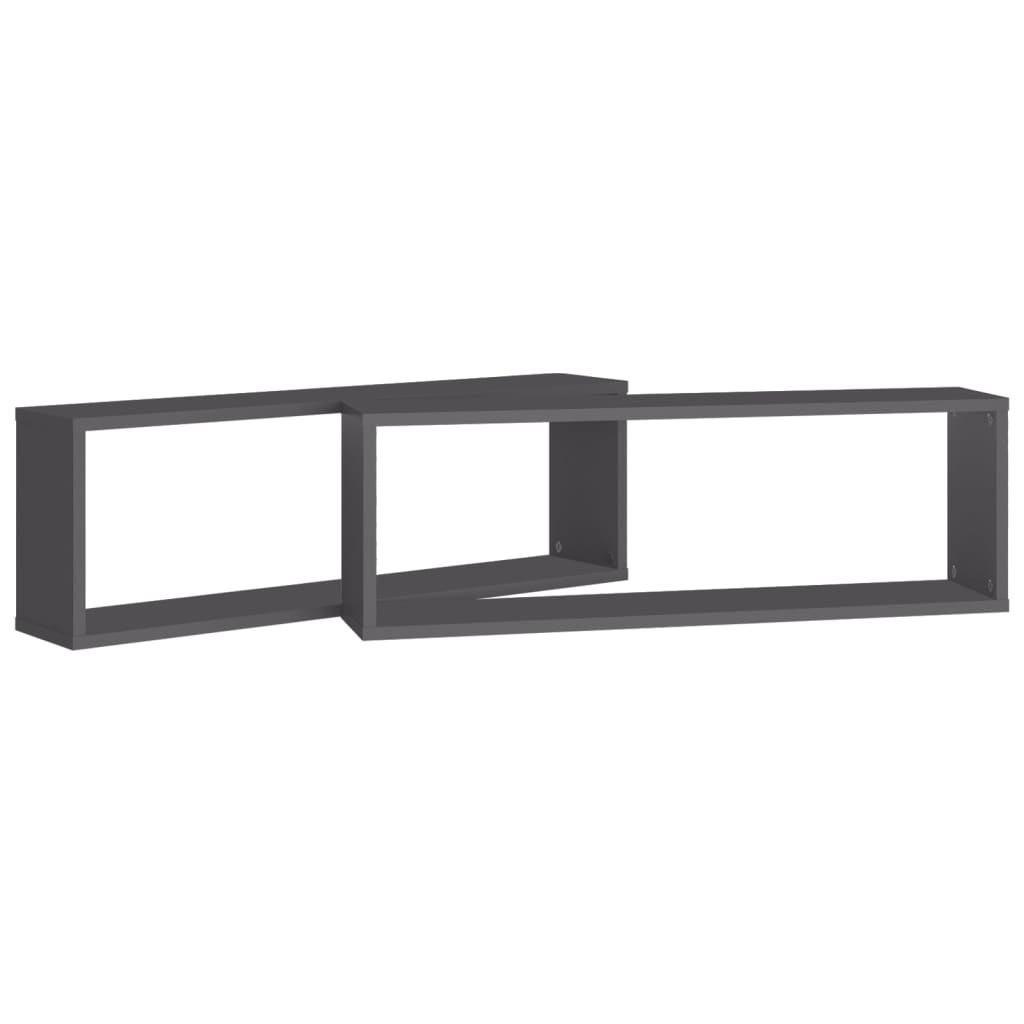 Cube shelves 2 pcs. Grey 80x15x26.5 cm wood-based material