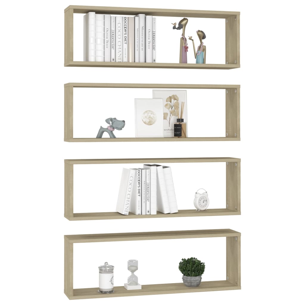 Cube shelves 4 pcs. Sonoma oak 80x15x26.5 cm wood material